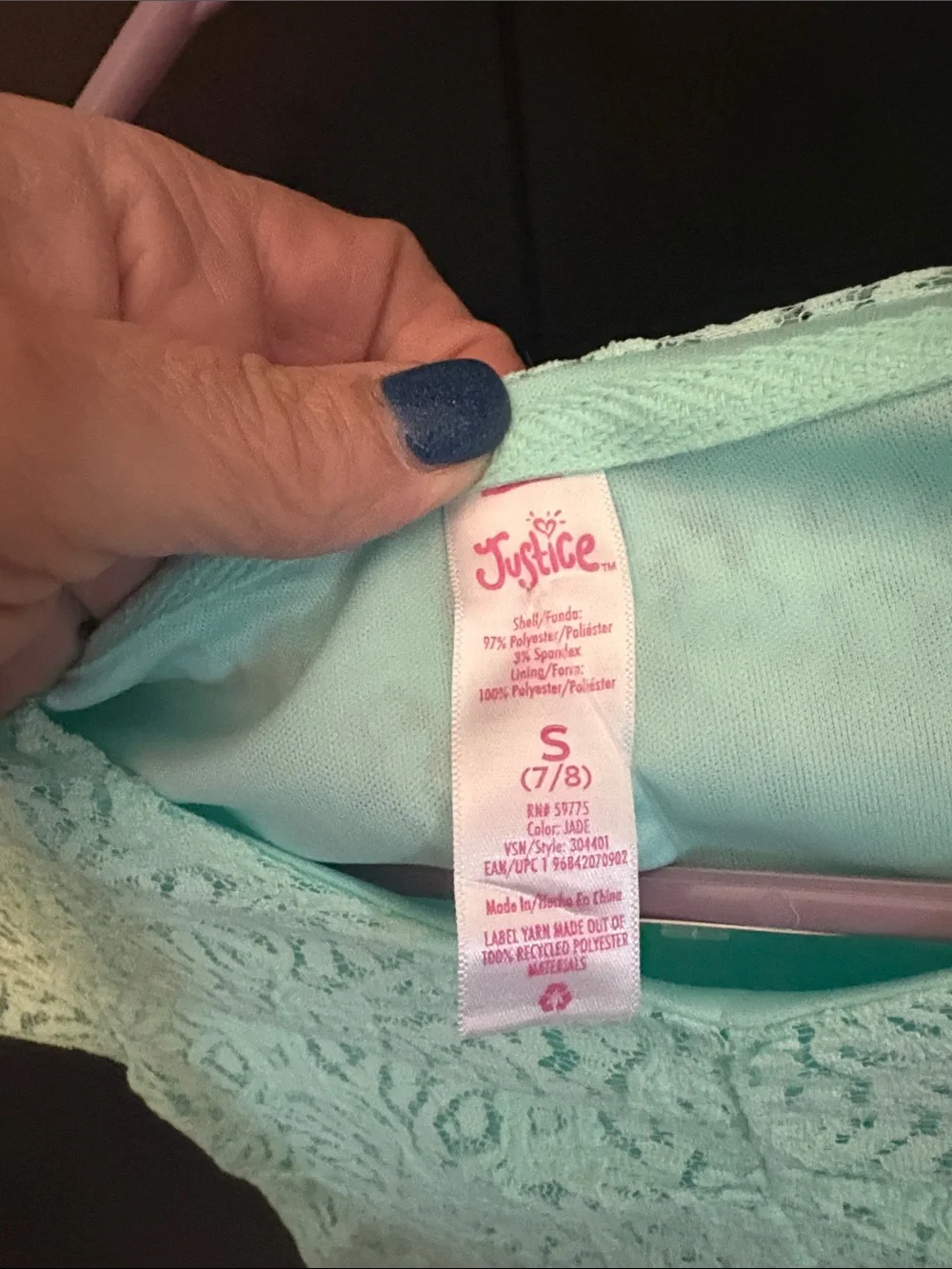 Justice mint lace